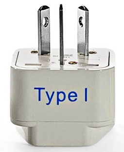 Universal Plug Adapter for Australia, NZ, China (Type I) Grounded